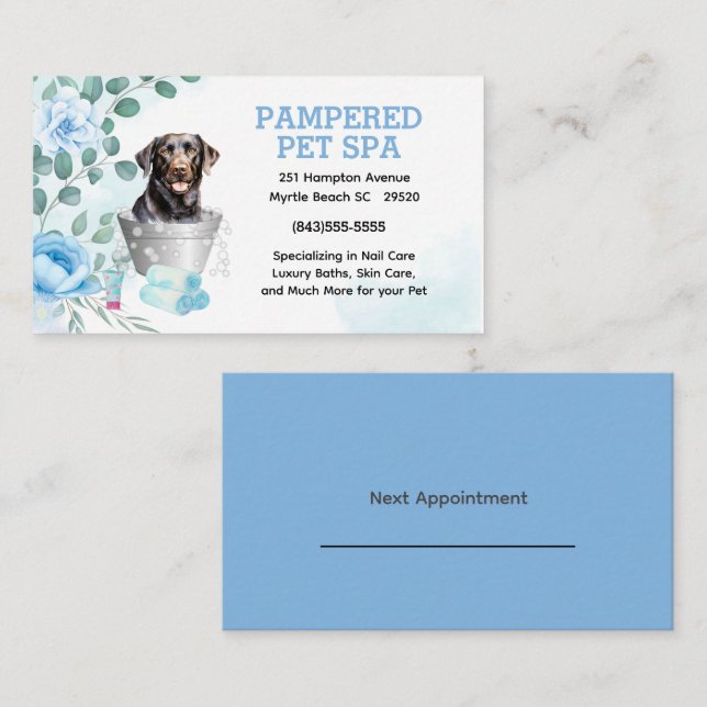 Carte De Visite Labrador Retriever Pet Groomer Spa Nomination (Devant / Derrière)