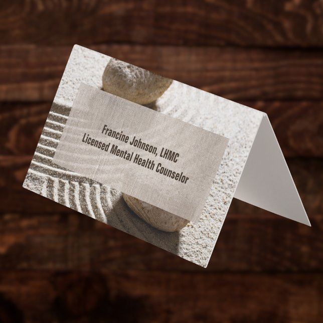 Carte De Visite Labyrinthe et pierres Zen Sand avec toile de lin f (Créateur téléchargé)