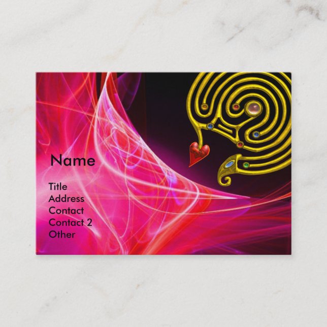 CARTE DE VISITE LABYRINTHE HYPER EN FUCHSIE ROSE VAGUES LUMINEUSES (Devant)