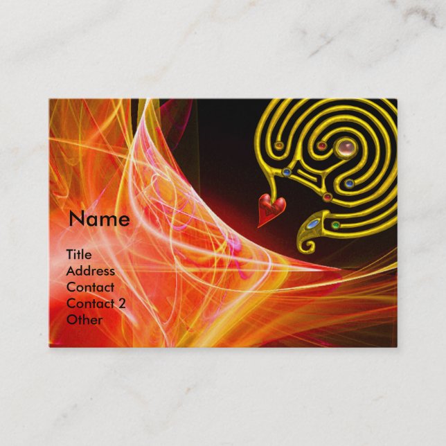 CARTE DE VISITE LABYRINTHE HYPER EN VAGUES LUMINEUSES ROUGES ORANG (Devant)