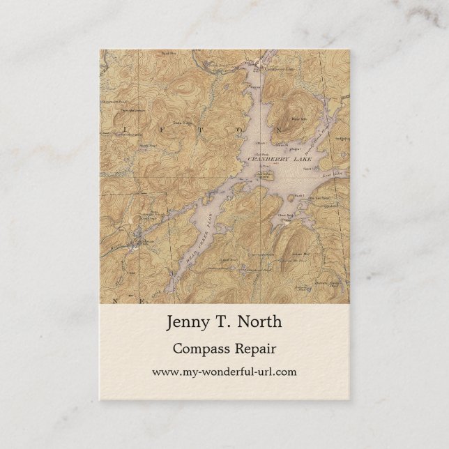 Carte De Visite Lac Cranberry, Wanakena, région de la rivière Oswe (Devant)