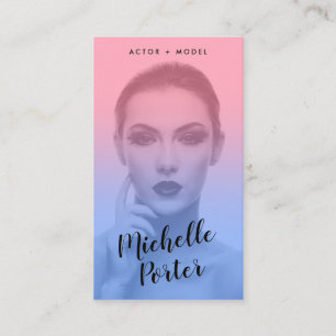 Carte De Visite L'acteur modèle le gradient rose bleu de photo de