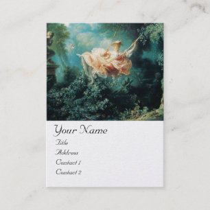 Carte De Visite LADY ON SWING MONOGRAM Green Pink White Pearl