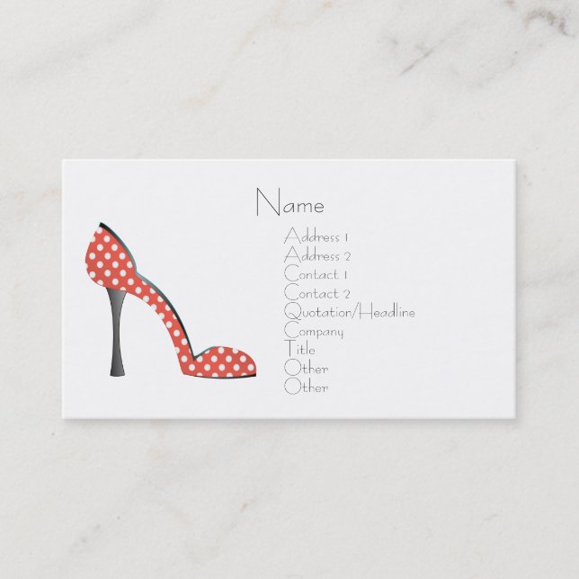 Carte De Visite Ladybug Shoe (Devant)