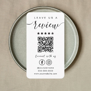 Carte De Visite Laissez-Nous Un Avis Instagram Facebook QR Code Bl