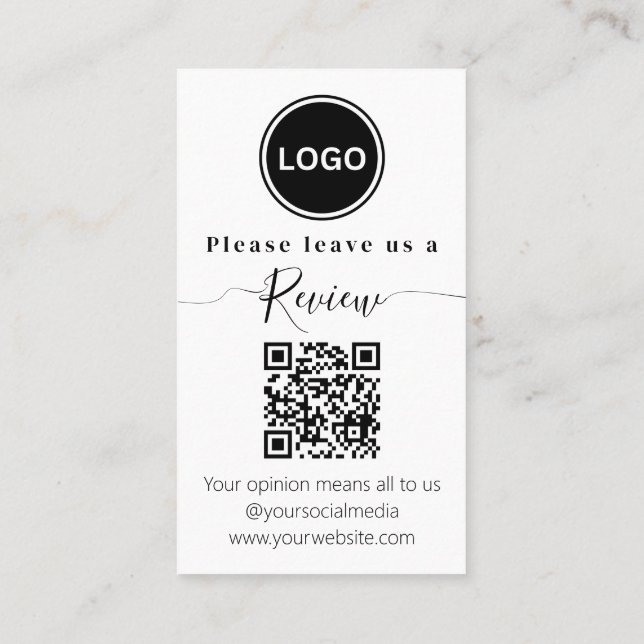 Carte De Visite Laissez-nous un avis | QR code Moderne (Dos)