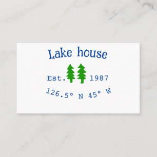 Carte De Visite Lake house et. Date année coordonnées personnalisé