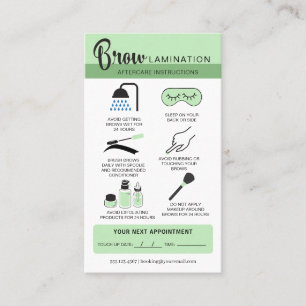 Carte De Visite Lamination des sourcils Instructions de soins post