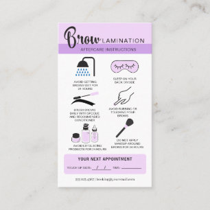 Carte De Visite Lamination des sourcils Instructions de soins post