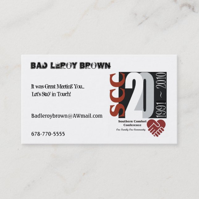 Carte De Visite L'amitié carde le logo d'anniversaire de SCC (Devant)