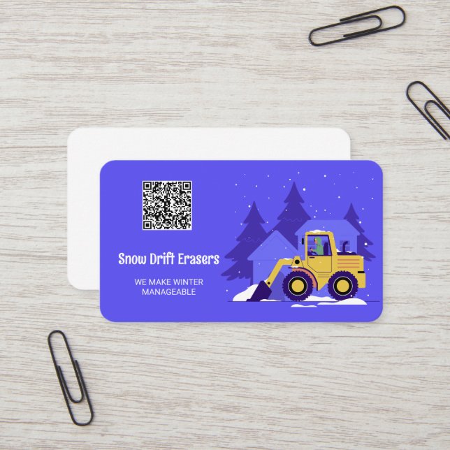 Carte De Visite Lancement QR personnalisé pour le retrait de neige (Devant/Arrière en situation)