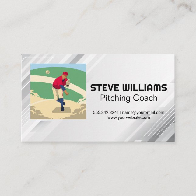 Carte De Visite Lanceur lançant une balle de baseball (Devant)