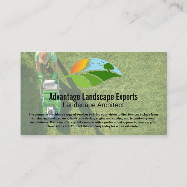 Carte De Visite Landscape Architect Cutting Lawn (Devant)