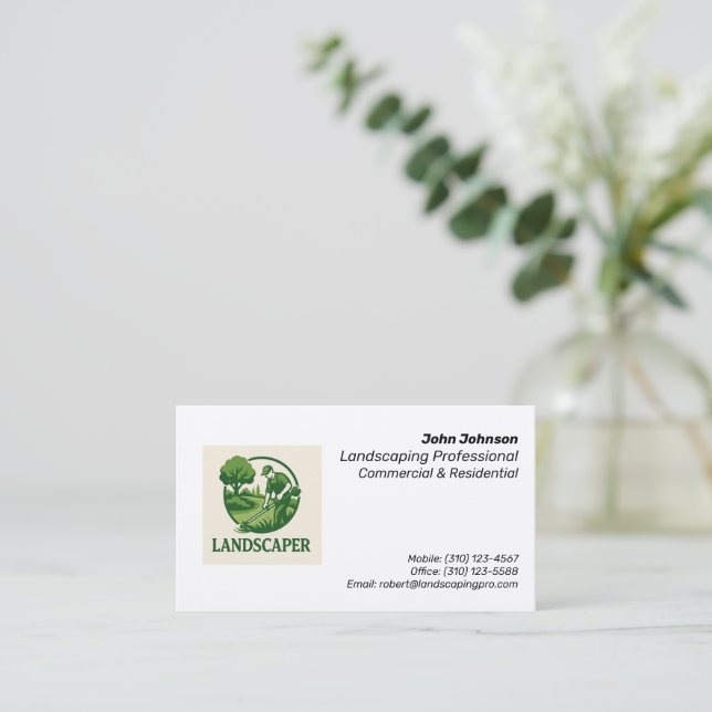 Carte de visite Landscaper simple et professionnel (Debout devant)