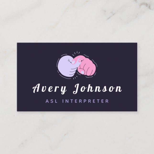 Carte De Visite Langue des Signes ASL moderne instructeur Traducte (Devant)
