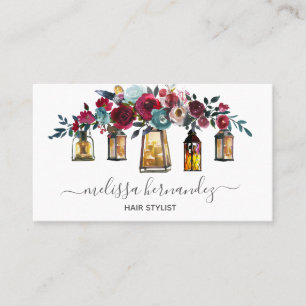 Carte De Visite Lanternes élégantes de coiffeur floral