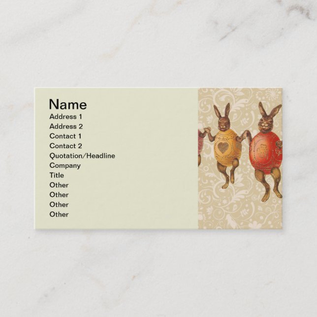 Carte De Visite Lapin de Pâques Œufs Dansants (Devant)