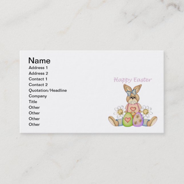 Carte De Visite Lapin heureux de fille de Pâques (Devant)