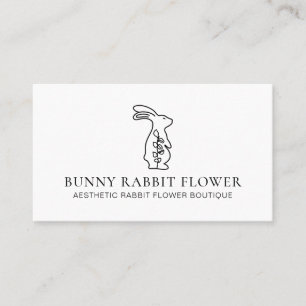 Carte De Visite Lapin lapin à fleurs d'animaux blancs