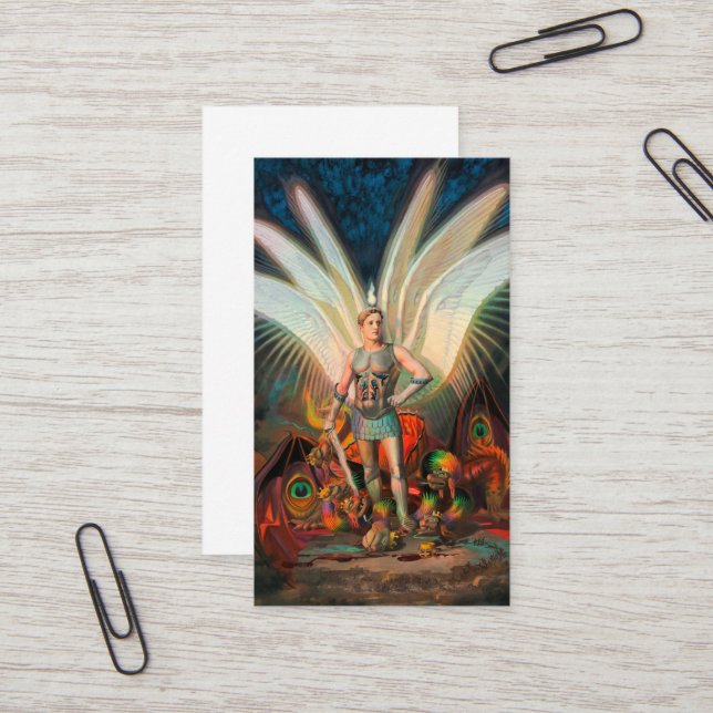 Carte De Visite L'archange Michael défait le dragon (Devant/Arrière en situation)