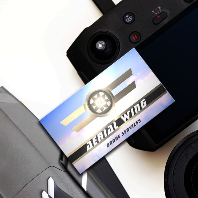 Carte De Visite L'armée de l'air arrondi or métallique et ciel (Créateur téléchargé)