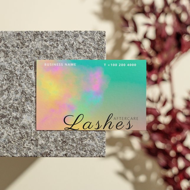 Carte De Visite Lash aquarelle Abstraite après l'instruction d'ent (Abstract Watercolor Lash After Care Instruction Business Card)