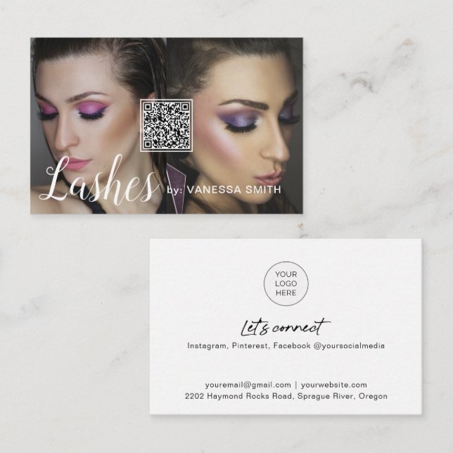 Carte de visite Lash avec code QR et photos (Devant / Derrière)