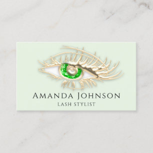 Carte De Visite Lash Brosse logo maquillage OEil vert Qr Code or