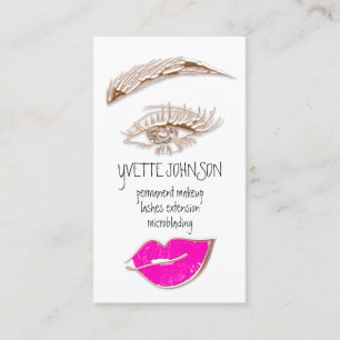 Carte De Visite Lash Brow maquillage Artiste QRCode Rose lèvres ro