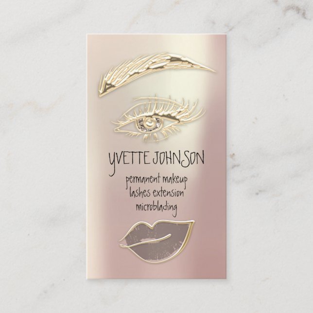 Carte De Visite Lash Brow Maquillage permanent QRCode Gold Glitt L (Devant)