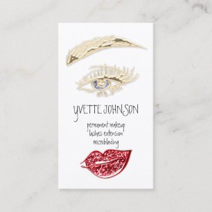 Carte De Visite Lash Brow Permanent Maquillage Logo QR Code Lèvres