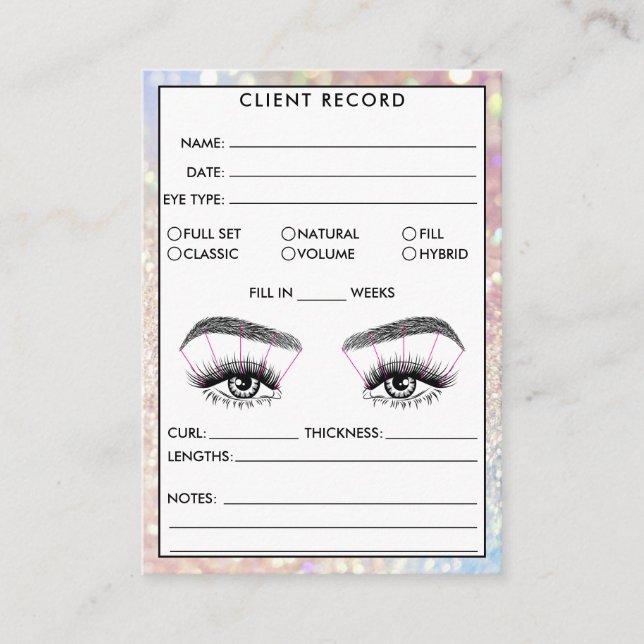 Carte De Visite Lash Client Record Ajouter Logo Holographe Voiture (Devant)