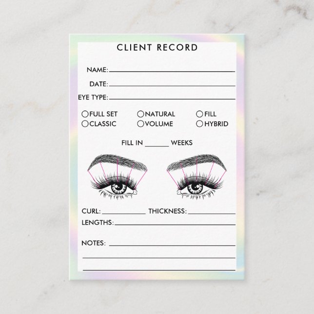 Carte De Visite Lash Client Record Ajouter Logo Holographe Voiture (Devant)