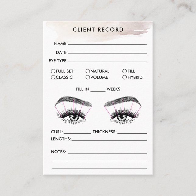Carte De Visite Lash Client Record Ajouter un logo (Devant)