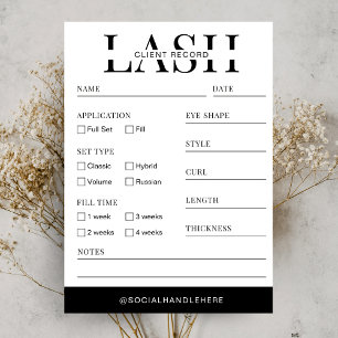 Carte De Visite Lash Client Record Form Minimaliste Logo Salon