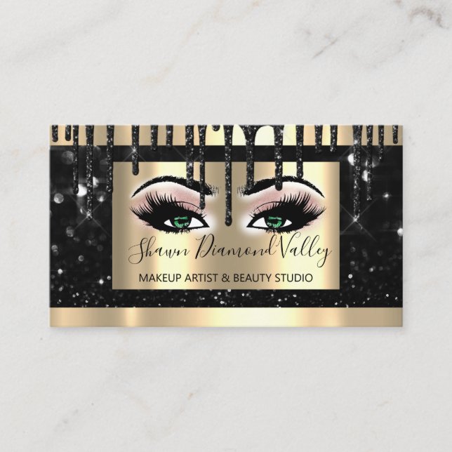 Carte De Visite Lash de maquillage professionnel Gold Black Driver (Devant)