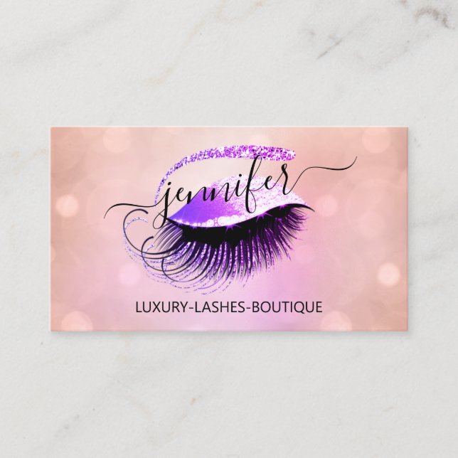 Carte De Visite Lash de maquillage professionnel QR Code rose Logo (Devant)
