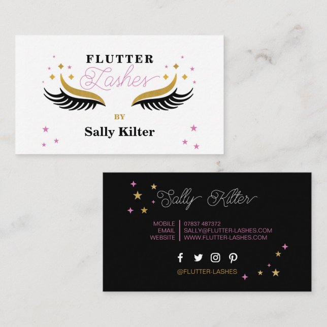 Carte De Visite Lash Extension Lashes Beauté Beautician maquillage (Devant / Derrière)