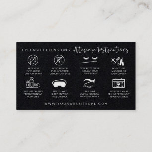 Carte De Visite Lash Extensions Aftercare Premium Black Paper