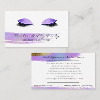 Carte De Visite Lash Extensions post-soins Purple Gold Glam