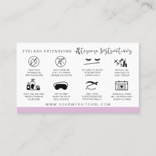 Carte De Visite Lash Instructions pour les soins postérieurs Ajou