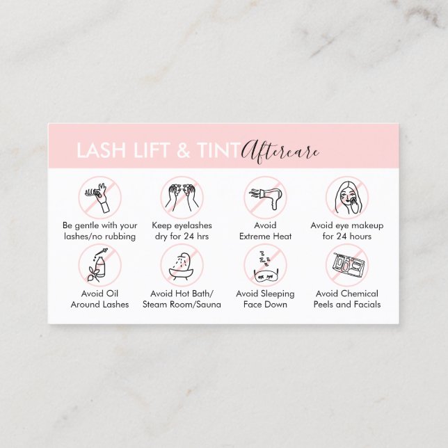 Carte De Visite Lash Lift and Tint Afcare Post Instruction (Dos)