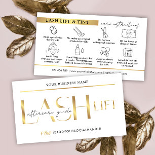 Carte De Visite Lash Lift & Tint Afcare Guide Glam White & Gold