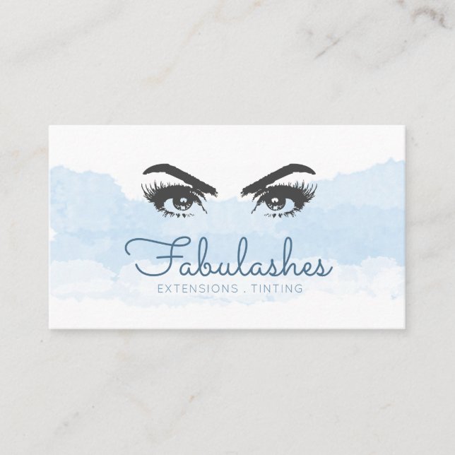Carte De Visite Lash Services maquillage Artiste Beauté Bleu Aquar (Devant)