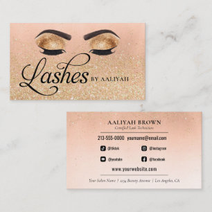 Carte De Visite Lash Tech Gold Glam Parties scintillant Eyes Beaut