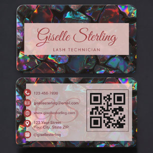 Carte De Visite Lash Tech Opal Noir Code QR