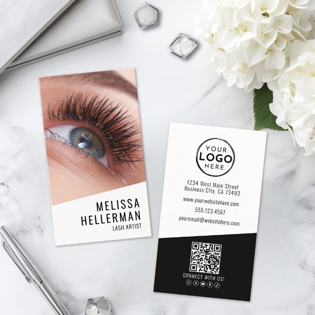 Carte De Visite Lash Tech Photo Logo Vertical (Lash Tech Photo Logo Vertical Business Card )
