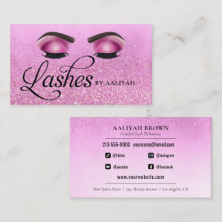 Carte De Visite Lash Tech Pink Glam Parties scintillant Eyes Salon