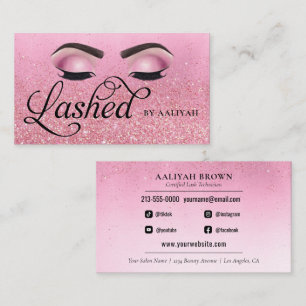 Carte De Visite Lash Tech Rose Red Pink Glam Parties scintillant y