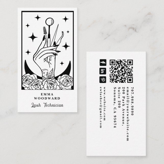 Carte De Visite Lash Tech Tarot Business Card (Devant / Derrière)